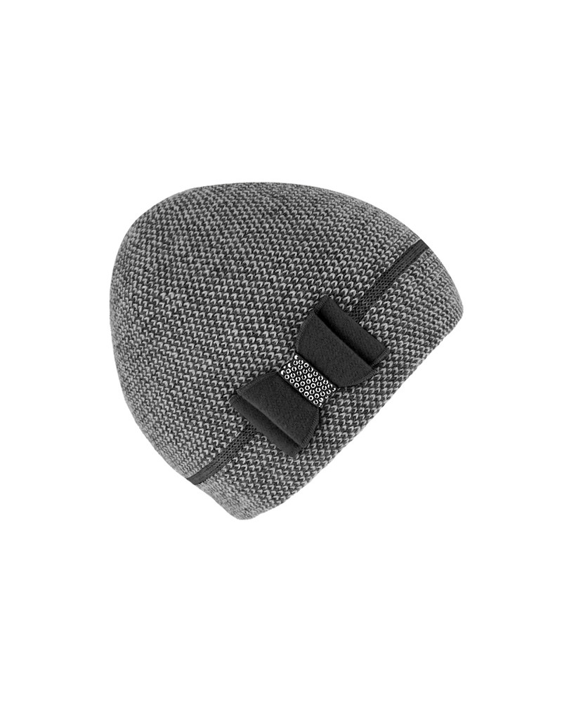 Bonnet tricoté laine mélangée avec noeud strass coloris gris - Chapo & co