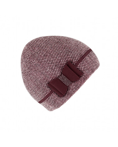 Bonnet tricoté laine mélangée avec noeud strass coloris bordeaux - Chapo & co