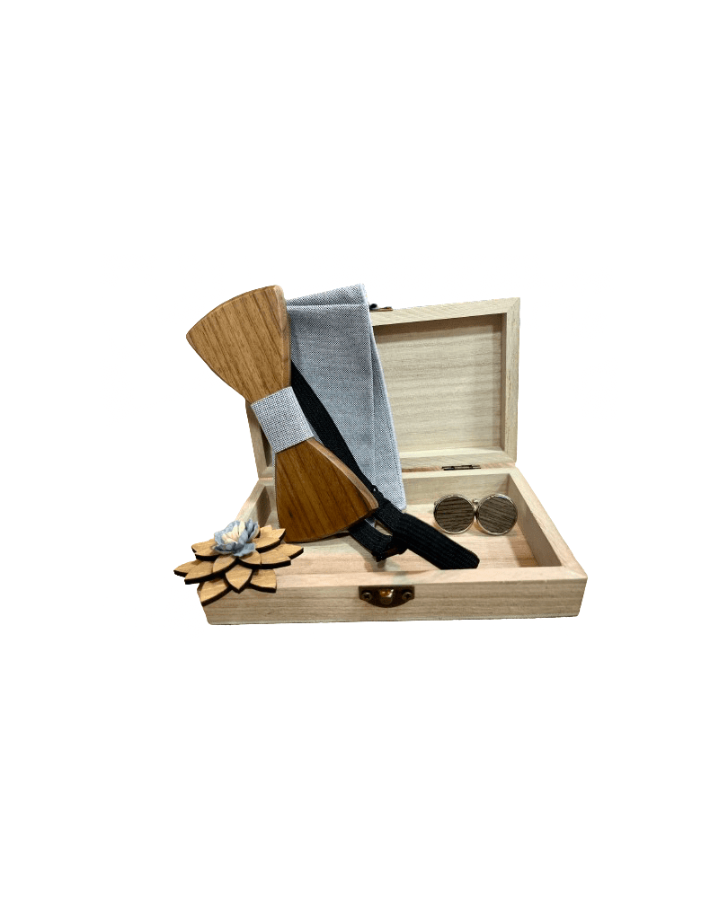 Coffret noeud papillon en bois modèle Spruce coloris gris