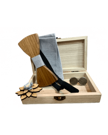 Coffret noeud papillon en bois modèle Spruce coloris gris