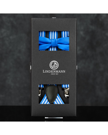 Coffret bretelle et noeud papillon assorti Lindenmann coloris bleu - Chapo & co