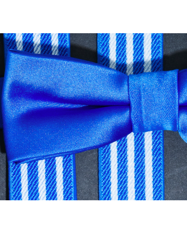 Coffret bretelle et noeud papillon assorti Lindenmann coloris bleu - Chapo & co