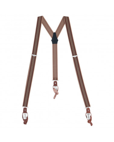 Bretelles hybride coloris brun beige à rayures - Lindenmann