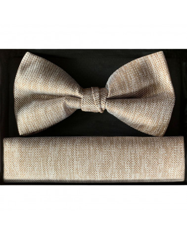 Coffret noeud papillon et pochette assortie Lindenmann coloris beige