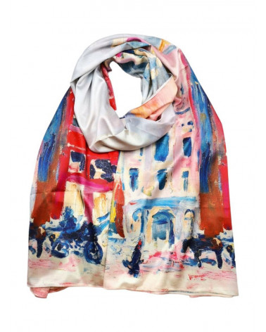 Foulard femme au toucher soie double face motif abstrait