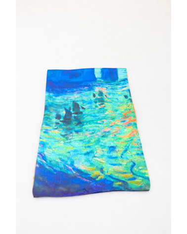 Foulard femme en soie impression digital coloris bleu multicolore - Chapo & Co