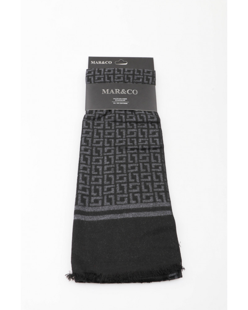 Echarpe homme en laine impression géométrique coloris noir - Chapo & Co