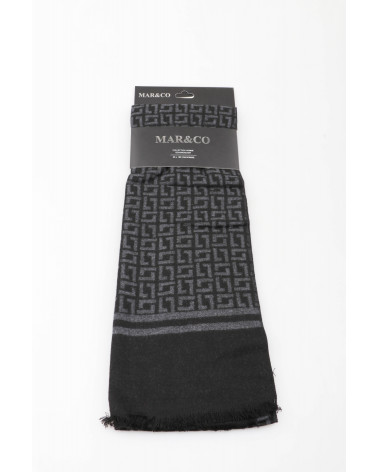 Echarpe homme en laine impression géométrique coloris noir - Chapo & Co