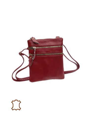 Pochette sacoche pour femme à bandoulière en cuir coloris rouge - Chapo & Co