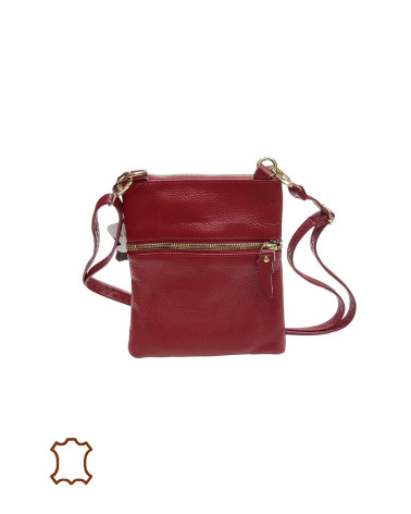 Pochette sacoche pour femme à bandoulière en cuir coloris rouge - Chapo & Co