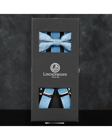 Coffret bretelles et noeud papillon assorti Lindenmann coloris bleu - Chapo & co