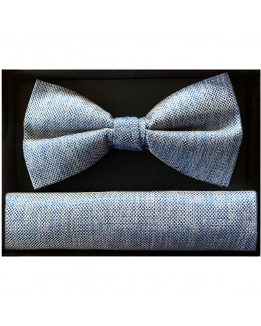 Coffret noeud papillon et pochette assortie Lindenmann coloris bleu
