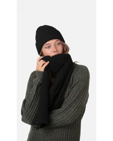 Bonnet femme en tricot effet peiné modèle Bayne coloris noir - Barts