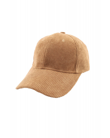 Casquette de baseball unie en velours côtelé coloris camel - Chapo & Co