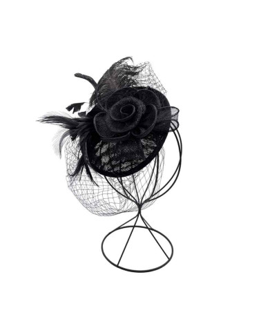 Fascinateur Bibi  de cérémonie avec tulle coloris noir - Chapo & Co