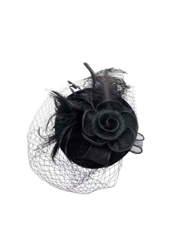Fascinateur Bibi  de cérémonie avec tulle coloris noir - Chapo & Co