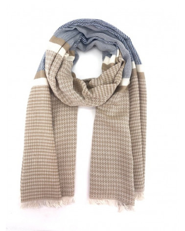 Foulard chèche en coton indien homme coloris beige - Chapo & Co