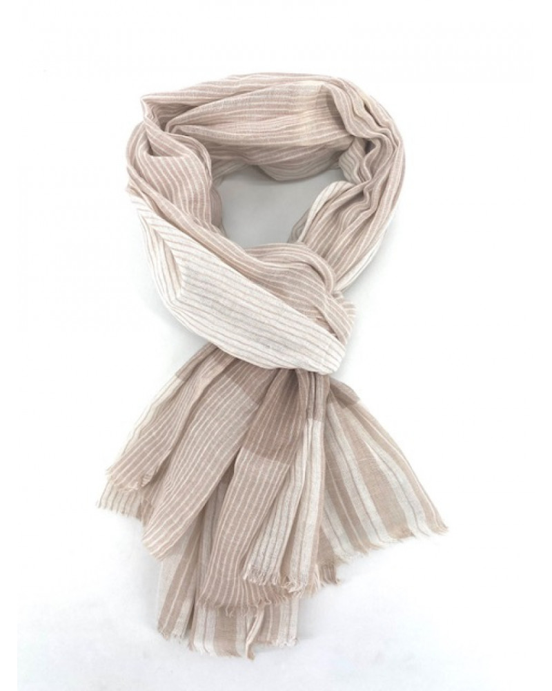 Foulard chèche en coton tissé indien homme coloris beige - Chapo & Co