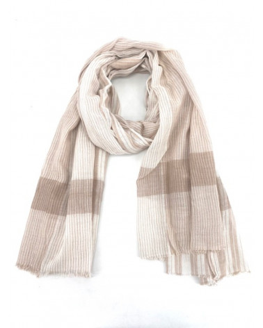 Foulard chèche en coton tissé indien homme coloris beige - Chapo & Co