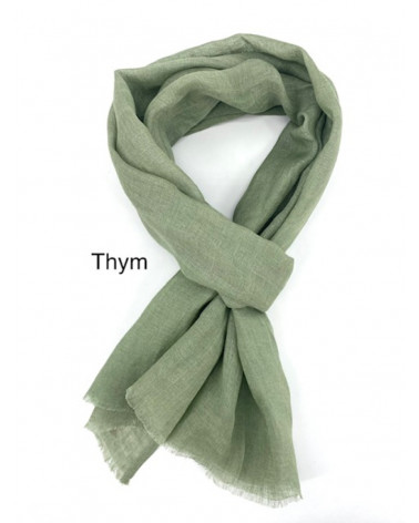 Foulard chèche en 100% lin indien homme coloris thym - Chapo & Co