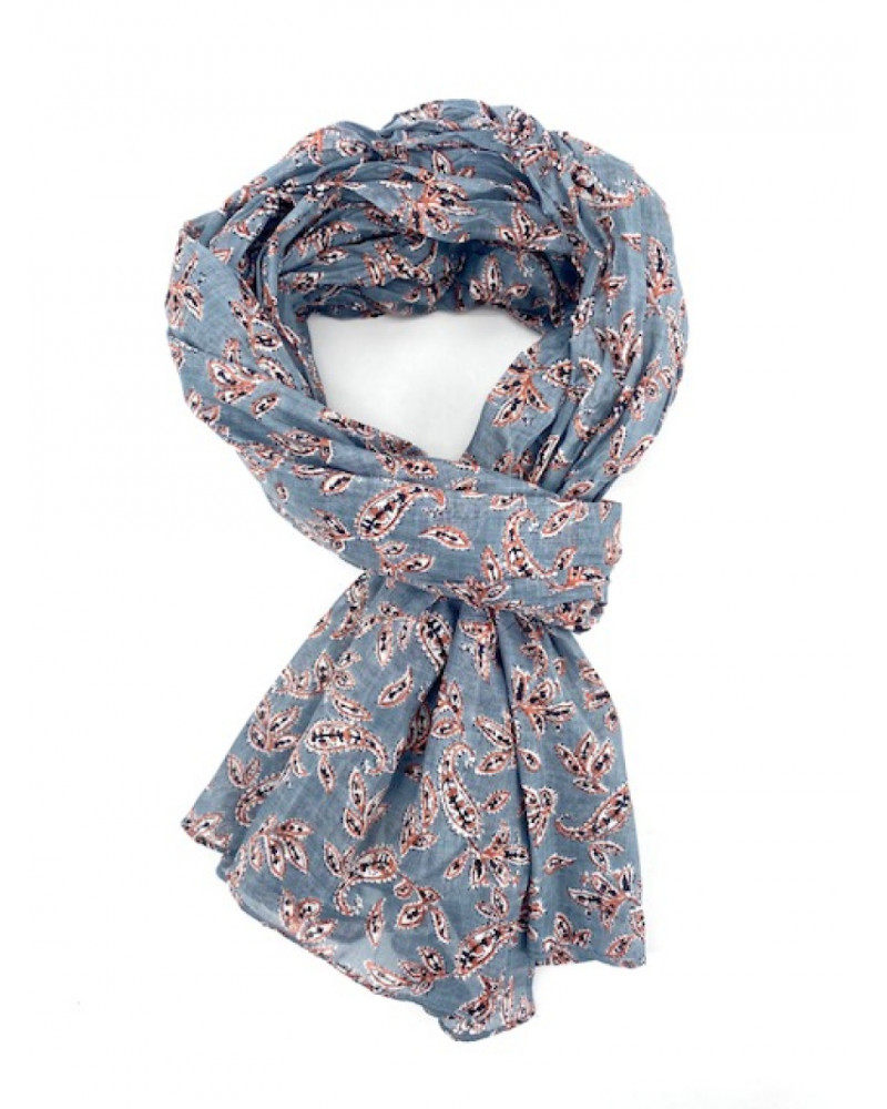 Foulard chèche en coton indien homme motif Paisley gris - Chapo & Co