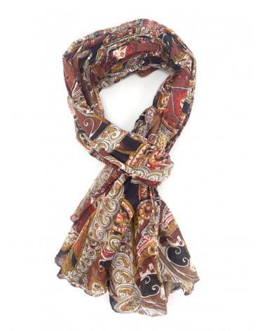 Foulard chèche en coton indien homme motif cachemire marron - Chapo & Co