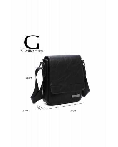 Sacoche homme à bandoulière en cuir synthétique grande poche coloris noir - Chapo & Co