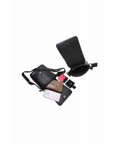 Sacoche homme à bandoulière en cuir synthétique grande poche coloris noir - Chapo & Co