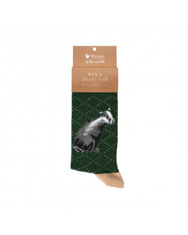 Chaussettes Hommes Wrendale en fibres de Bambou motif blaireau