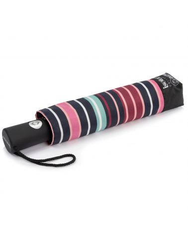 Parapluie Isotoner 3 sections X-Tra sec motif rayures blush - Chapo & Co