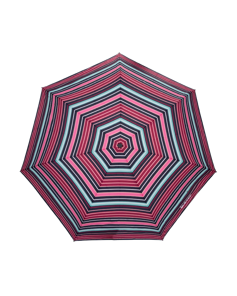 Parapluie Isotoner 3 sections X-Tra sec motif rayures blush - Chapo & Co