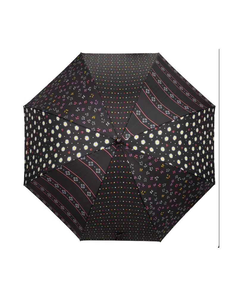 Parapluie canne automatique Isotoner motif patchwork Pâquerette - Chapo & Co