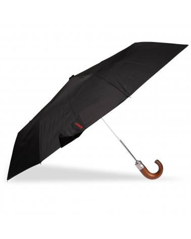 Parapluie homme xtra-solide Isotoner poignée bois coloris noir uni - Chapo & Co