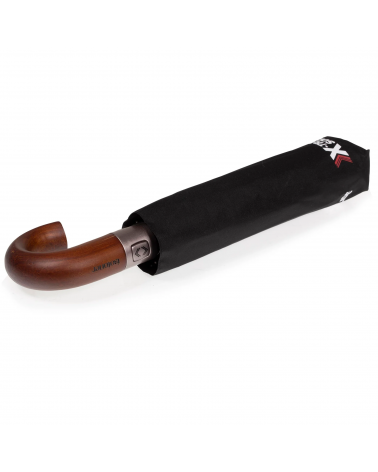 Parapluie homme xtra-solide Isotoner poignée bois coloris noir uni - Chapo & Co