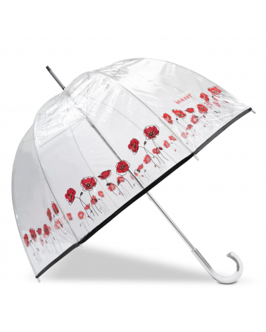 Parapluie canne forme cloche ouverture automatique Isotoner transparent coloris