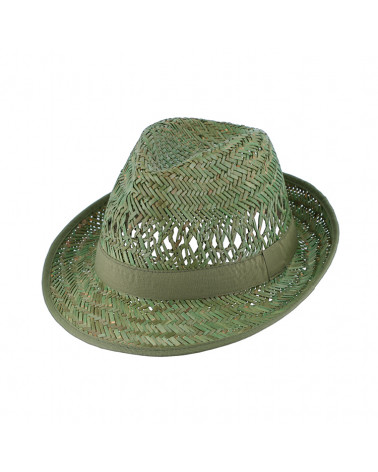 Chapeau forme trilby en paille naturelle coloris kaki - Chapo & Co