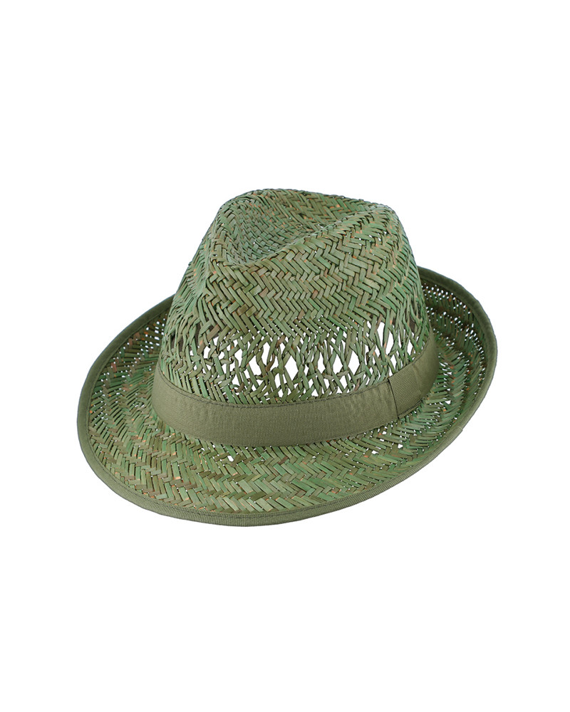 Chapeau forme trilby en paille naturelle coloris kaki - Chapo & Co