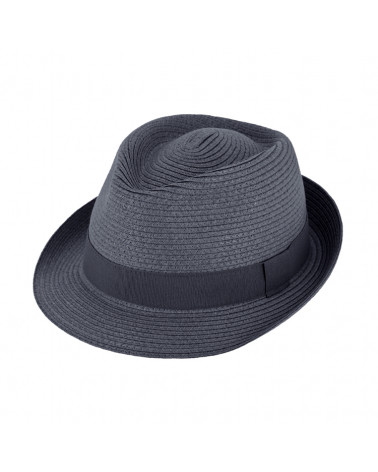 Chapeau d'été forme trilby en paille papier coloris marine - Chapo & Co