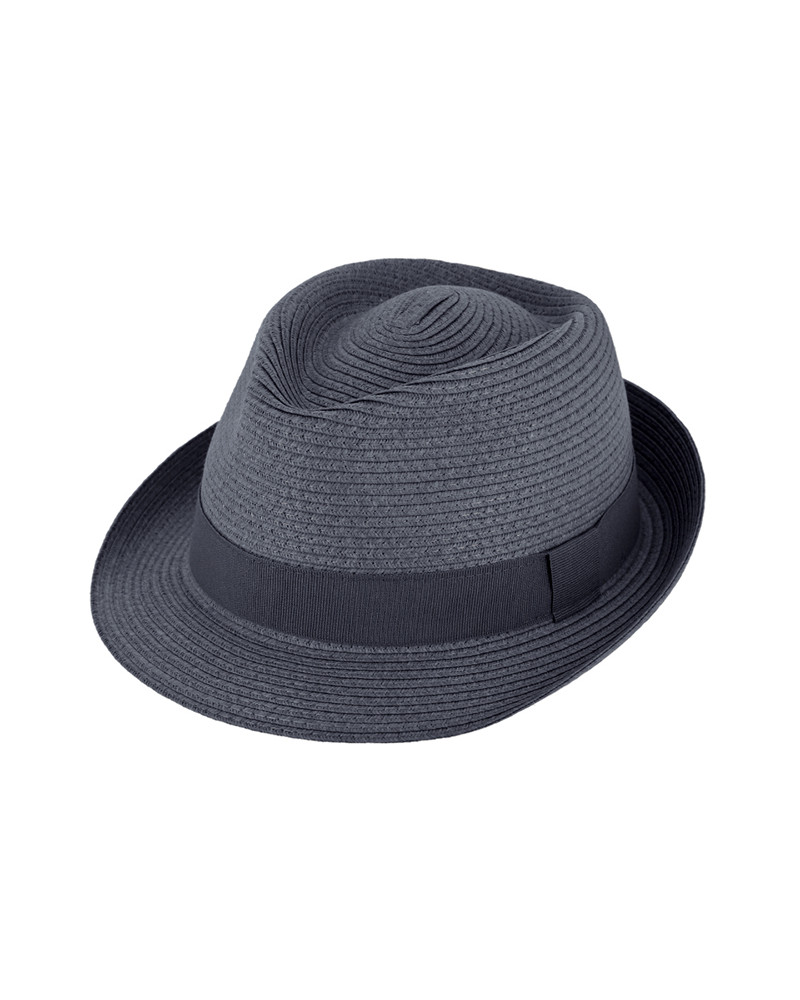 Chapeau d'été forme trilby en paille papier coloris marine - Chapo & Co