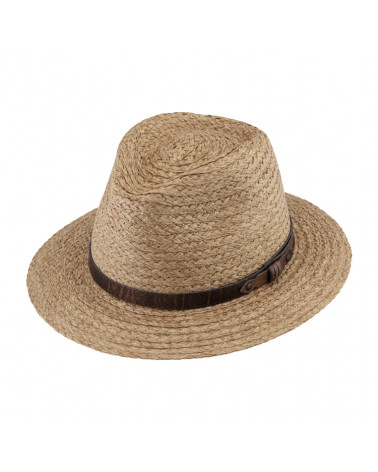 Chapeau forme Fedora en paille papier avec galon cuir synthétique - Chapo & Co