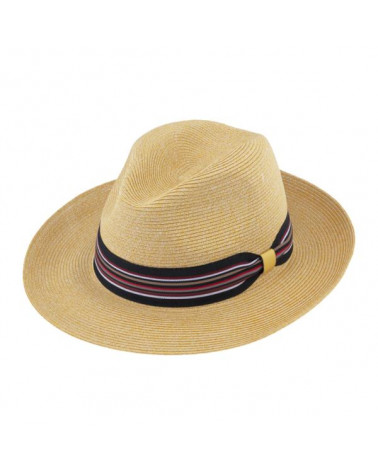 Chapeau forme Fedora en paille papier cousue avec bandeau Equateur - Chapo & Co