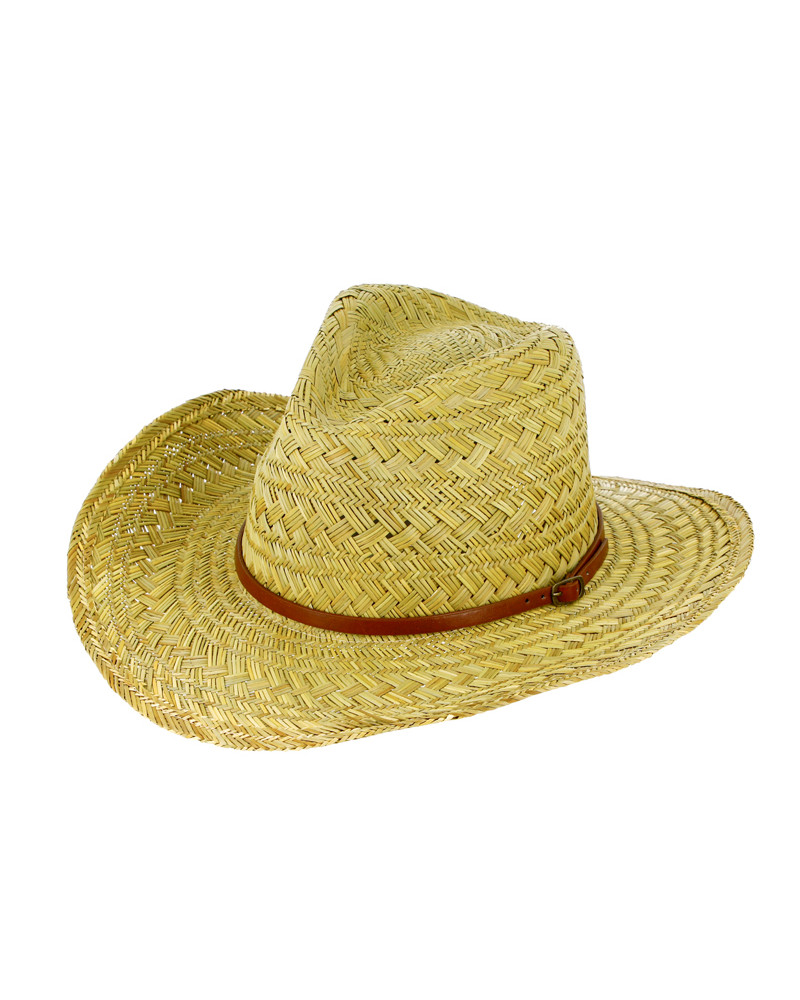 Chapeau forme cow-boy en paille papier avec ceinturon - Chapo & Co