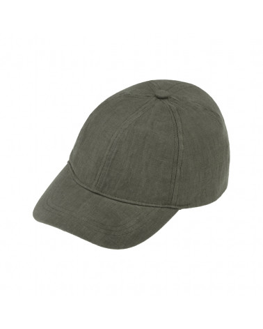 Casquette de baseball adulte en lin à 6 pans coloris olive