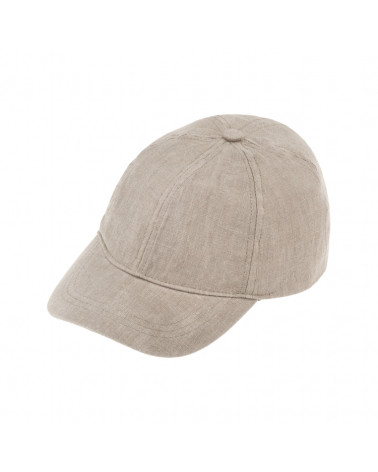 Casquette de baseball adulte en lin à 6 pans coloris beige