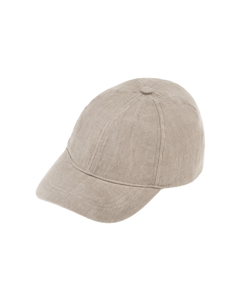 Casquette de baseball adulte en lin à 6 pans coloris beige