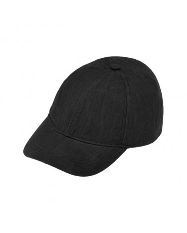 Casquette de baseball adulte en lin à 6 pans coloris noir