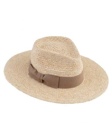 Chapeau d'été forme Fedora femme en paille coloris naturel