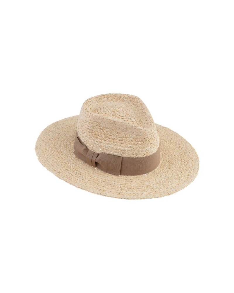 Chapeau d'été forme Fedora femme en paille coloris naturel