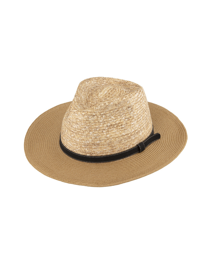 Chapeau forme Fedora en paille avec galon cuir - Chapo & Co