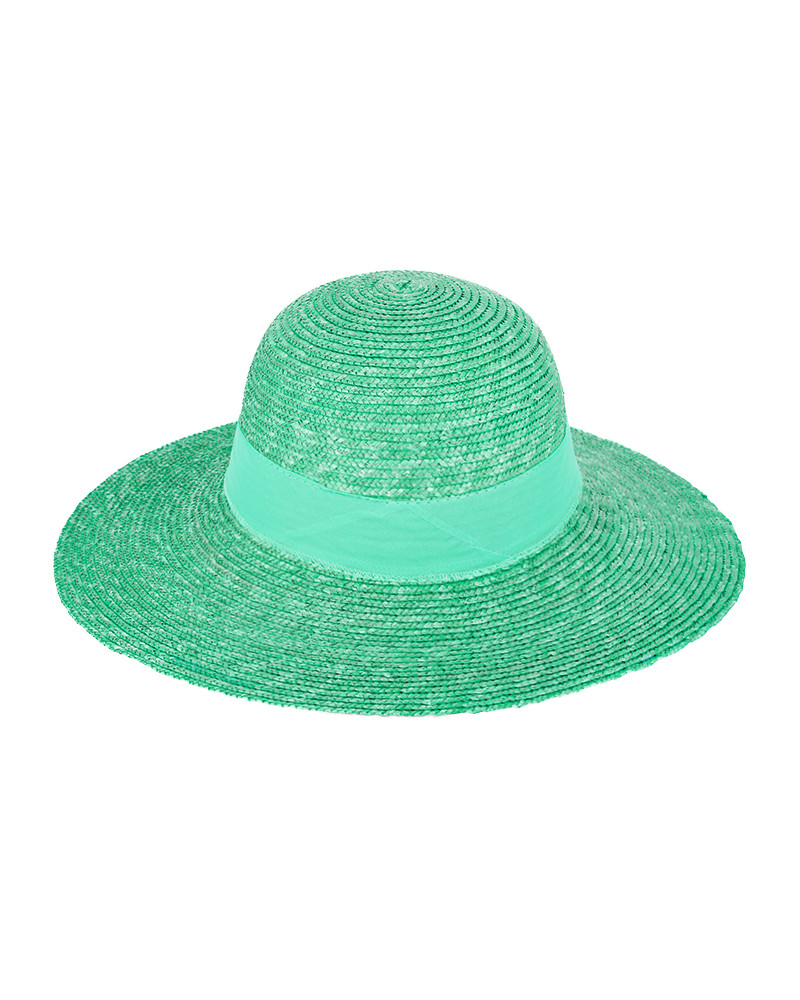 Chapeau capeline en 100% paille florentine coloris Emeraude